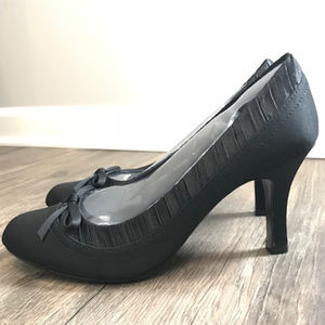 Kelly & Katie Black Satin Heels